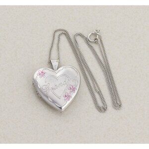 Sterling Silver Grandma Heart Locket Necklace 18" Chain
